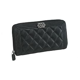 Chanel-Chanel Boy Round Zip Wallet Black-Black