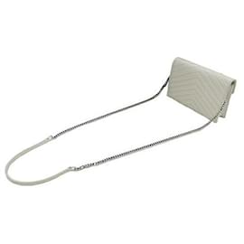 Yves Saint Laurent-Yves Saint Laurent Leather Chain Shoulder Bag-Grey