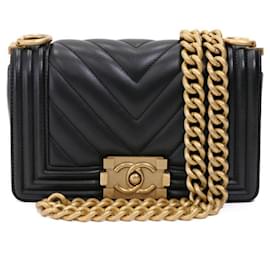 Chanel-Chanel Boy Small Chain Shoulder Bag V Stitch-Black