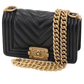 Chanel-Chanel Boy Small Chain Shoulder Bag V Stitch-Black