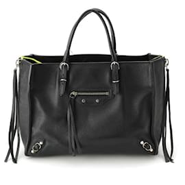 Balenciaga-Balenciaga Leather Paper Mini Handbag-Black