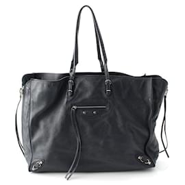 Balenciaga-Sac tote en cuir A4 zippé Balenciaga-Bleu