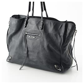 Balenciaga-Sac tote en cuir A4 zippé Balenciaga-Bleu
