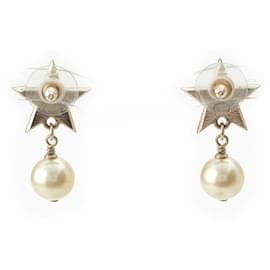 Chanel-Chanel Coco Mark Star Drop Earrings-Golden,Metallic