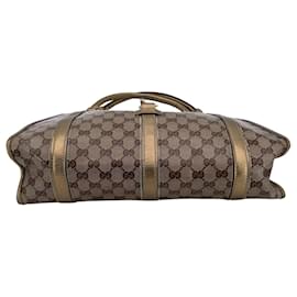 Gucci-Gold Crystal GG Canvas Pushlock Bardot Hobo Bag-Golden