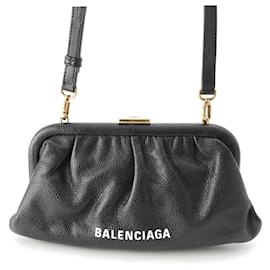 Balenciaga-Pochette croisée 2 en 1 en cuir avec logo Balenciaga Cloud XS-Noir