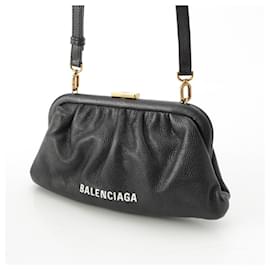 Balenciaga-Pochette croisée 2 en 1 en cuir avec logo Balenciaga Cloud XS-Noir