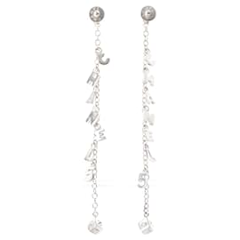 Chanel-Chanel Logo No.5 Long Chain Earrings-Silvery,Metallic
