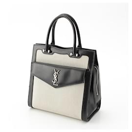 Yves Saint Laurent-Yves Saint Laurent Canvas Leather 2way Bag-Black
