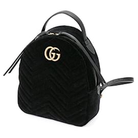 Gucci-Gucci Velvet Leather Backpack-Black
