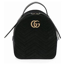 Gucci-Gucci Velvet Leather Backpack-Black