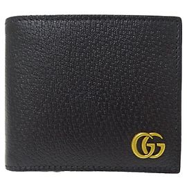 Gucci Herren GG Marmont Leder Geldbörse Schwarz Schwarz