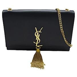 Yves Saint Laurent-Yves Saint Laurent Leather Chain Shoulder Bag-Black