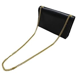Yves Saint Laurent-Yves Saint Laurent Leather Chain Shoulder Bag-Black