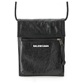 Balenciaga-Balenciaga Leather Explorer Crossbody Bag-Black