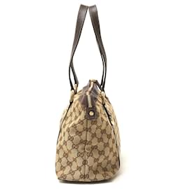 Gucci-Gucci GG Canvas Leather Tote Bag-Brown,Beige