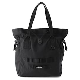 Balenciaga-Sac à main 2 en 1 en nylon avec logo Armée Balenciaga-Noir