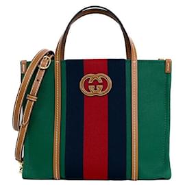 Gucci-Gucci Interlocking G Small Tote Bag Canvas Leather-Green