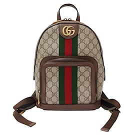 Gucci-Gucci GG Supreme Canvas Ophidia Small Backpack-Brown,Beige