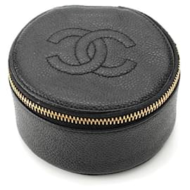 Chanel-Chanel Caviar Skin Vintage Coco Mark Round Pouch-Black