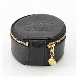 Chanel-Chanel Caviar Skin Vintage Coco Mark Round Pouch-Black