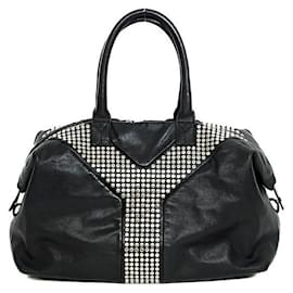Yves Saint Laurent-YSL Leather Easy Rock Studded Tote Bag-Black