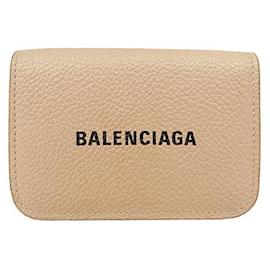 Balenciaga-Portefeuille en cuir Balenciaga unisexe à trois volets-Marron,Beige