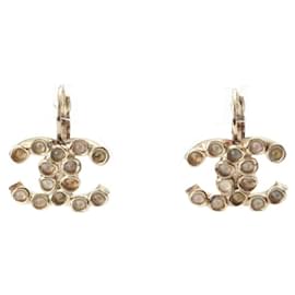 Chanel-Chanel Coco Mark Color Stone Earrings-Golden,Metallic