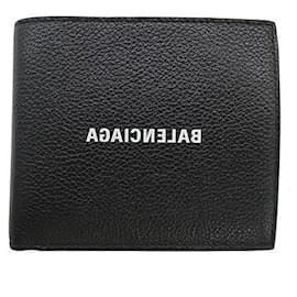Balenciaga-Balenciaga Leather Men's Wallet Black-Black