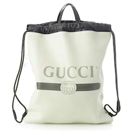 Gucci-Gucci Leather Drawstring Logo 2WAY Backpack Tote-Multiple colors