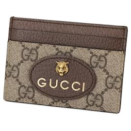 Gucci-Gucci GG Supreme Neo Vintage Tiger Head Card Case-Brown