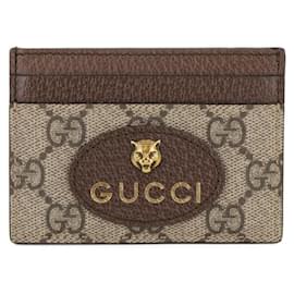 Gucci-Gucci GG Supreme Neo Vintage Tiger Head Card Case-Brown