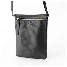 Yves Saint Laurent-Yves Saint Laurent Leather Logo Crossbody Bag-Black
