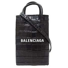 Balenciaga-Sac à épaule en cuir Balenciaga noir-Noir