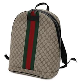 Gucci-Gucci GG Supreme Canvas Leather Backpack-Brown,Beige