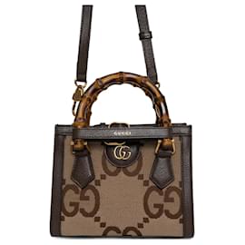 Gucci-Gucci Diana Jumbo GG Mini Bamboo Crossbody Bag-Brown