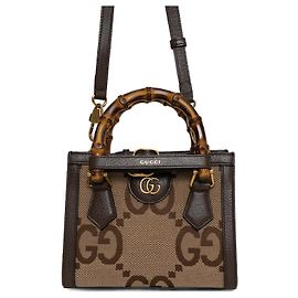 Borsa a tracolla Gucci Diana Jumbo GG Mini Bamboo Marrone