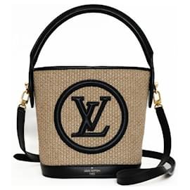 Louis Vuitton-Louis Vuitton Raffia Petit Bucket Handbag-Brown,Beige