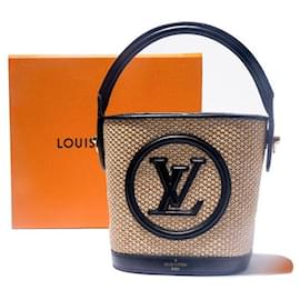 Louis Vuitton-Louis Vuitton Raffia Petit Bucket Handbag-Brown,Beige