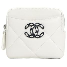 Chanel-Chanel Lambskin Fragment Card Coin Case-White