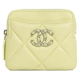 Chanel-Chanel Lambskin Fragment Coin Card Case-Yellow