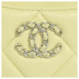 Chanel-Chanel Lambskin Fragment Coin Card Case-Yellow