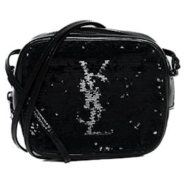 Yves Saint Laurent-Yves Saint Laurent Sequin Monogram Mini Crossbody Bag-Black