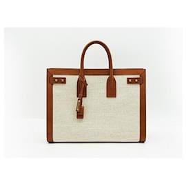 Yves Saint Laurent-Saint Laurent Canvas Leather Handbag-Black