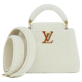Louis Vuitton-Louis Vuitton Capucines BB Shearling Leather Handbag-White