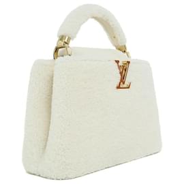Louis Vuitton-Louis Vuitton Capucines BB Shearling Leather Handbag-White