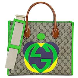 Gucci-Gucci GG Supreme Interlocking G 2way Tote Bag-Brown