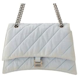 Balenciaga-Balenciaga Denim B Logo Chain Shoulder Bag-Blue