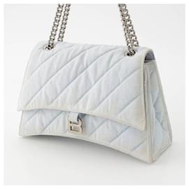 Balenciaga-Balenciaga Denim B Logo Chain Shoulder Bag-Blue