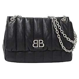 Balenciaga-Sac à épaule en cuir matelassé Balenciaga-Noir